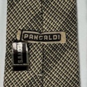 Vitaliano Pancaldi Tie Brown Tan Silk Vintage Textured Striped Mens Necktie